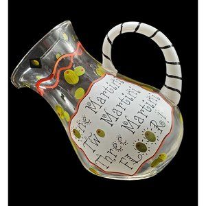 Martini Glass Pitcher Bella Casa Ganz Hand Painted Cocktails Applied Handle Bar